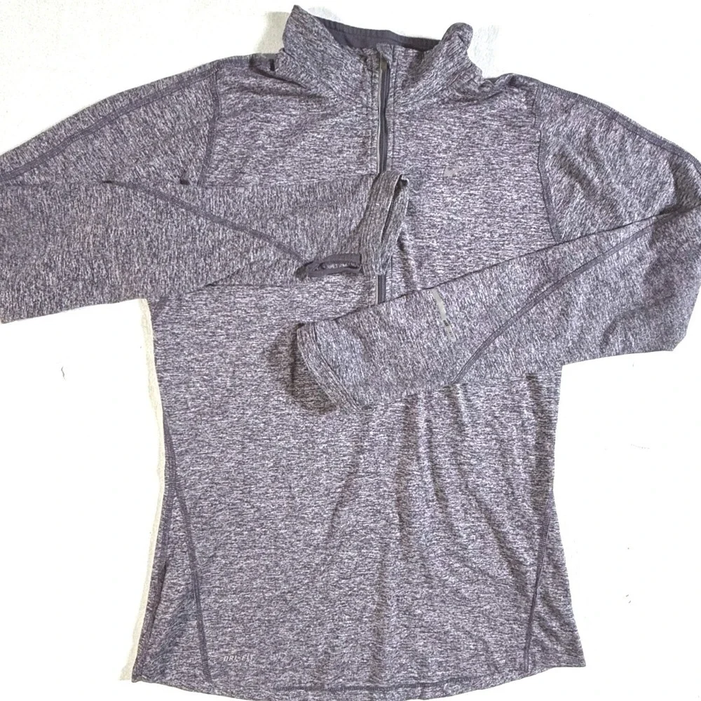 Nike 1/4 Zip Pullover‎ Womens Small Dri-FIT Thumbhole Heather Purple